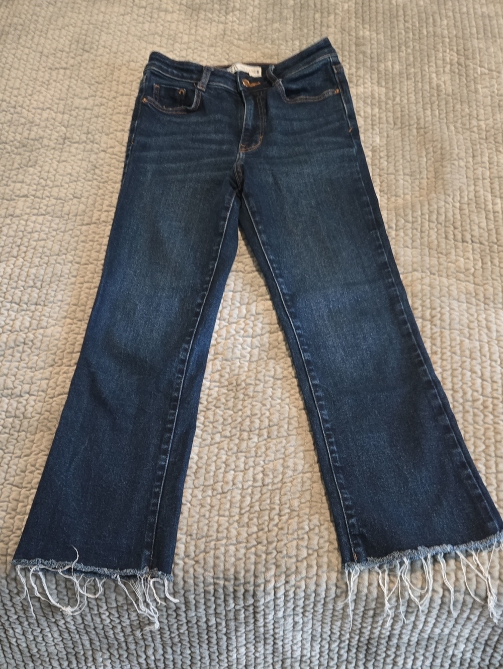 Zara Indigo Frayed Wide-Leg Jeans
